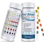 50 Pcs Test Strips Hot Tub Spa,6 in 1 Kit Pool and Clear Chemicals DipSwimming for Rapid Measurement of Residual Chlorine in Water PH Total Hardness Alkalinity for Tubs Free Bromine Ttorage Bottle