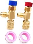 Urnqowuy CD2060 CD2080 Refrigerant Charging Valve Kit Fit for R12 R22 1/4" Male and Female, for R410 1/4" and 5/16" Female, HAVC Charging Valve, Air Conditioner Manifold Connector