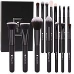 DUcare Makeup Brushes, 15Pcs Premium Synthetic Kabuki Makeup Brush Set, Professional Foundation Concealers Powder Blush Blending Face Eye Shadows Black Brush Sets