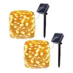 Lyhope 2 Pack Solar Fairy Lights, 33ft 100 LED 8 Modes Copper Wire Decorative Lights, Solar Powered Starry String Lights for Outdoor,Indoor,Home,Garden,Patio,Party,Wedding,Holiday Decor (Warm White)