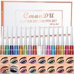 Gireatick 16PCS Liquid Glitter Eyeliner set, 16 Colors High Pigmented Brighten Eye Liner Kit, Long Lasting Waterproof Metallic Shimmer Eyeshadow