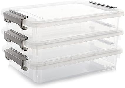 Citylife 3 PCS Plastic Storage Bins with Latching Lids Clear File Box Portable Storage Containers for Organizing A4 Paper, Photo, Document, Scrapbook, 14.65 x 10.43 x 2.87 inch