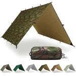 AquaQuest Safari Tarp – Lightweight Waterproof (5,000 mm) Seam-Taped Ripstop Rain Fly for Backpacking, Thru-Hiking & Hammock Camping – 20x13 Woodland Camo