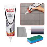 ISPAR Tile Grout Repair Set for Wall and Floors Tile Joints with Spatula and Sponge, Repair Mortar, Fill and Reviver The Joints, Quick-Drying, Ready Mixed Grout (Grey)