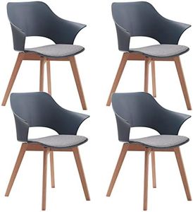 BenyLed Set di 4 sedie da pranzo con rivestimento in tessuto; Sedie da soggiorno Poltrone da salotto Design intagliato a cavità con braccioli (Blu)