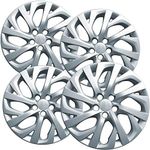 OxGord 16 inch Hubcaps Compatible with 2017-2019 Toyota Corolla LE - Set of 4 Hub Cap Rim Covers for 16 inch Wheels - Snap-on, Silver