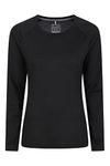 Mountain Warehouse IsoCool Dynamic Womens Top - Comfortable Ladies Tshirt, Long Sleeve Top, Lightweight, Fast Dry, Breathable - For Spring Summer, & Travelling Black 18