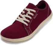 WHITIN Men's Extra Wide Toe Box Fashion Barefoot Sneakers Canvas Zero Drop Sole Size 10W Minimus Weightlifting Minimalist Gym Tennis Shoes Wine Red 44