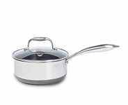 HexClad Hybrid Nonstick 3-Quart Saucepan with Tempered Glass Lid, Stay-Cool Handle, Dishwasher Safe, Induction Ready, Compatible with All Cooktops