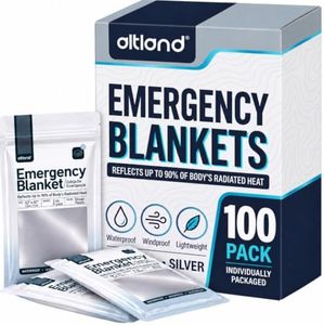 Altland 100 Pack of Emergency Blankets - Individually Packaged Silver Mylar Blankets