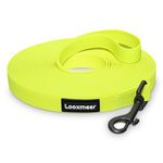 Looxmeer Dog Training Lead, Sturdy Nylon Extra 10 Meters (33ft) Dog Leash, Long Line for Recall, Obedience Pet Training Lead Leash with Storage Bag for Medium Large Dogs, Neon Yellow