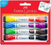 Faber-Castell Dry-erasable Bi-Colour Magnetic Whiteboard Markers, Assorted – Blister Pack of 4, (67-010040)