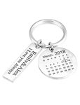 Personalised Custom Engraved Calendar Date Engraved Stainless Steel Keyring & Keychain Memorial Wedding Gift