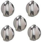 WB03T10284 Burner Control Knobs for General Electric GE Range, Stove, Oven Knob Replaces AP4346312, 1373043, AH2321076, EA2321076, PS2321076, Stainless Steel Finish (5 Pack)