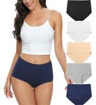 Wealurre Women High Waist Cotton Knickers C Section Underwear Ladies Full Coverage Briefs Tummy Control Panties Underpants Multipack 5 (1002 BasicColor,L)
