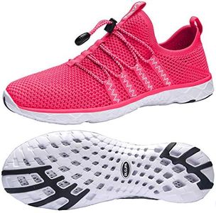 DLGJPA Women's Quick Drying Water Shoes for Beach or Water Sports Lightweight Slip On Walking Shoes Rose Red