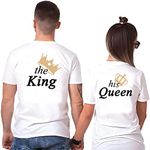 Matching shirts for Couples set for Him and Her The King His Queen T-Shirts 16 Women M/Men XL White