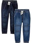 Simple Joys by Carter's Boys' Toddler 2-Pack Pull On Denim Pant, Heritage Rinse/Oceana Blue, 5T