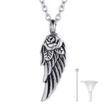 Angel Wing Cremation Necklace for Human Pets Ashes Stainless Steel Urn Pendant with 20 Inch Chain Memorial Keepsake Gifts