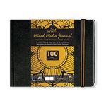 Zen Sangam Express your Mind A5 Mixed Media Art Journal Landscape 200 GSM Ultra Smooth Surface Stitched Hardbound Sketchbook (14.8x21cm, Black) - 100 Pages