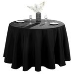 VidaFete 90inch Round Tablecloth Polyester Table Cloth，Stain Resistant and Wrinkle Polyester Dining Table Cover for Kitchen Dinning Party Wedding Rectangular Tabletop Buffet Decoration(Black)