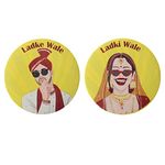 Papboo Ladke Wale and Ladki Wale Combo, Team Groom Glossy Finished Wedding Badges (Multicolor, 54 Mm) Pack of 30