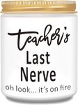 Teacher Appreciation Gifts - Teachers Last Nerve Candle - Unique Christmas Gifts for Teacher - Personalized Graduation Thank You Student Gifts Bulk for Retired Teachers Thanksgiving Appreciation Week