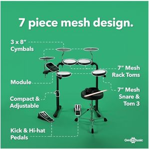 VISIONDRUM Compact Mesh Drum Set – Black Electronic Kit
