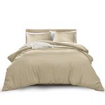 MOONLIGHT20015 Double Duvet Cover - Beige Solid Soft Double Bedding Duvet Cover Set with 2 Matching Pillowcases