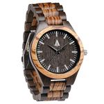 Treehut Wooden Watches for Men, Japanese Quartz Movement, Stylish Exotic Wrist Watch with Adjustable Stainless Steel Buckle, Leather Straps, Watch Made from Wood, Montre Pour Hommes