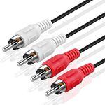 KEBILSHOP 2 Rca Male Jack To 2 Rca Male Jack Audio Video Cable For Home Theater, Tv/Led, Speakers. (Black, 5 Meter/16.40 Feet)