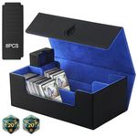 DaMohony 1500+ Trading Card Storage Box for TCG Cards, PU Leather Commander Card Deck Case, Double MTG Card Deck Box，Magnetic Closure Card Holder for Magic Game Cards and Sports Cards