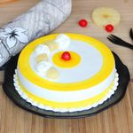 FlowerAura Delicious Fresh Fruity Juicy Yummy Pineapple Cake For Birthday Cake, Anniversary Cake, Valentine's Day Cake, Mother's Day Cake, Christmas Cake, Women's Day Cake (Same Day Delivery) (1Kg)