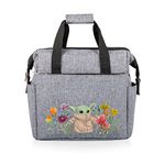 PICNIC TIME Star Wars Mandalorian Grogu On The Go Lunch Bag, Soft Cooler Lunch Box, Insulated Lunch Bag, (Heathered Gray) 10 x 6 x 10.5