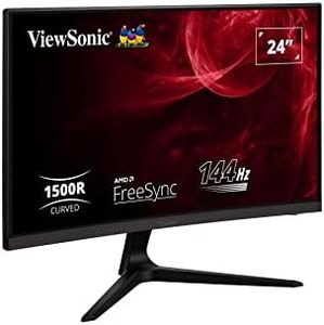 ViewSonic Omni VX2418C 24 Inch 1080p 1ms 165Hz Curved Gaming Monitor with AMD FreeSync Premium, Eye Care, HDMI and DisplayPort
