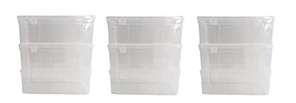 Feliz Clear Plastic Medium Storage Boxes Size 8.75 x 3.5 x 3.25 inches (Set of 9)