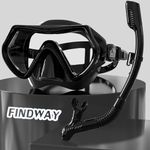 Findway Snorkel Set,180°view Snorkelling Mask Adult & Junior, Diving mask Anti-Fog & Anti-UV Tempered Glass, Wide View Snorkel Mask, Easy Adjustable Strap Mask for Diving, Snorkelling and Swimming