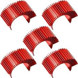 Fraizoe RC 5PCS Aluminum Heatsink Electric Engine Motor Heat Sink Cooling Fins Replacement for #03300, Compatible with 1/10 HSP Traxxas HPI Tamiya Losi 550 540 3650 Size Brushed/Brushless Motors (Red)