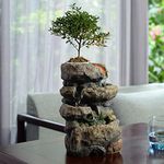 Kalona Indoor Fountain Exquisite Rockery Fountains Soothing Sound Tabletop Fountains Home/Office Decor with a Small Plastic Pot to Grow The Plant by Yourself(Automatic Watering)(22020)