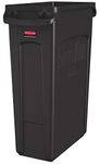 Rubbermaid Commercial Vented Slim Jim Trash Can Waste Receptacle, 23 Gallon, Brown, Plastic, 1956187