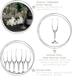 LAV Champagne Flutes 220ml – 12-Pack Glass Set