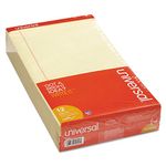 Universal 40000 Perforated Edge Writing Pad, Legal/Margin Rule, Legal, Canary, 50-Sheet, Dozen