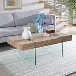 Safavieh Home Collection Jacob Modern Rectangular Leg Floating Coffee Table COF7001C, 43.3" W x 23.6" L x 15.7" H, Natural/Glass