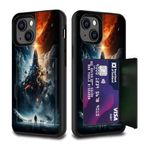 FGDRFGRW Designed for iPhone 15 Card Holder Credit Card Wallets Case,Dual Layer Hybrid Shockproof Drop Protection with Kickstand Feature Case for Apple iPhone 15,Starship