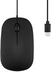 Perixx PERIMICE-201C USB Type C Wired Optical Mouse with 3-Button, Scroll Wheel, 1000 DPI, Black