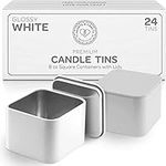 Hearts & Crafts White Square Candle Tins 8 oz with Lids - 24-Pack of Bulk Candle Jars for Making Candles, Arts & Crafts, Storage, Gifts, and More - Empty Candle Jars with Lids