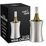 Oak & Steel - 2 Premium Stainless Steel Double Walled Wine Champagne Bottle Cooler Buckets, 19cm x 10cm - Gift Boxed for Birthday, Wedding, Anniversary and Summer Garden Party