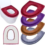 Riakrum 4 Pcs Toilet Seat Covers Pads for Bathroom Comfortable Toilet Seat Cushion Cover Soft Thicker Warmer Washable Toilet Seat Cover Pad with Zipper Home Reusable (Gray, Violet, Red, Brown,Modern)