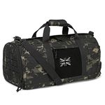 QT&QY 40L Military Tactical Duffle Bag for Men Sport Gym Bag Fitness Tote Travel Duffle Bag Training Workout Bag with Shoe Compartment Football Weekender Bag