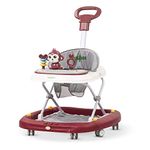 Baybee Baby Walker for Kids, Round Kids Walker with Rocker, Parental Handle, 4 Seat Height Adjustable | Activity Walker for Baby with Musical Toy Bar | Walker Baby 6-18 Months Boy Girl (Twirly Red)